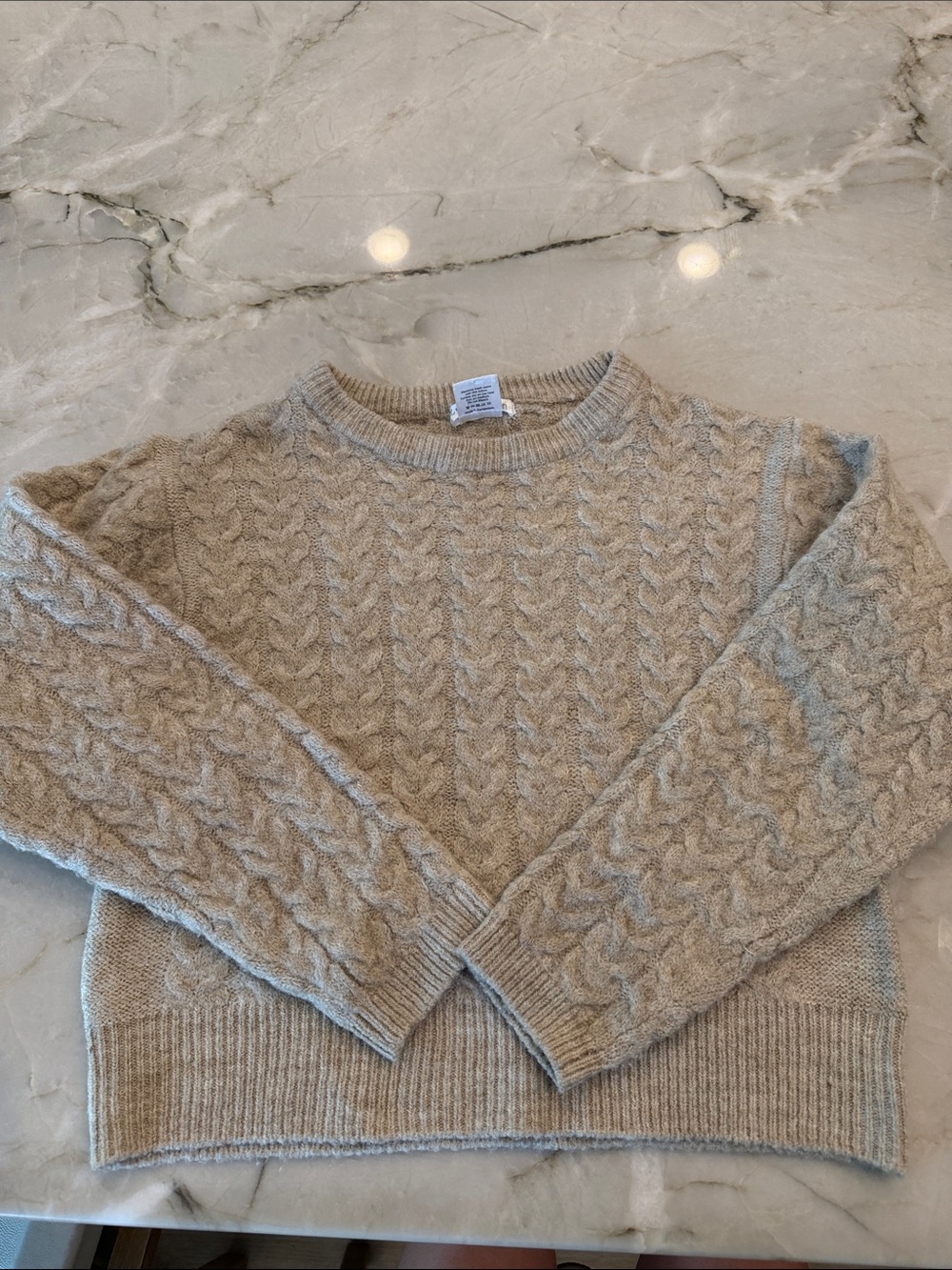 LOFT Cable Knit Sweater in Light Beige